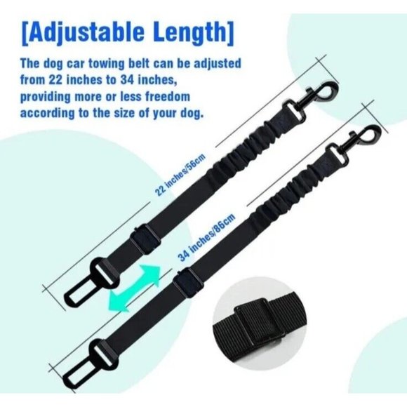 Adjustable Dog Car Seat Belt Black Car Harness Seatbelt For Dogs Bungee New - Picture 3 of 6